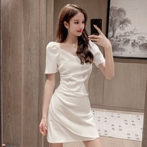 Summer light luxury women 2021 new dress fashion goddess sexy temperament short sleeve waist slim skirt slim