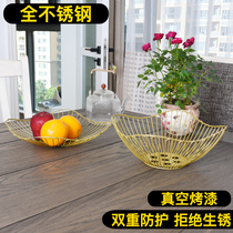 Stainless Steel Fruit Tray Living Room Tea Table Fruit Basket Nordic Style Basin Home Small Clear New Red Creative Snack Containing Basket