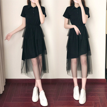 Sandro Svpr Black Dress Woman 2022 Summer new retro Hepburn in the middle of a long A-word dress