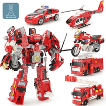  Alloy version of the deformation robot childrens toy model boy police car aircraft fire truck fit autobot King Kong