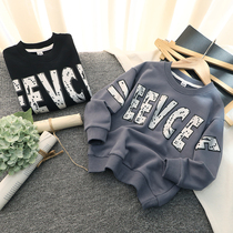 Korean children Spring and Autumn leisure clothes boys foreign style Net red pullover top coat 2021 new childrens clothing sports T-shirt