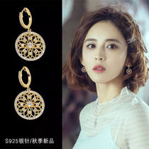 925 sterling silver earrings Korean temperament 2021 New Tide round earrings female earrings summer Net red earrings ins