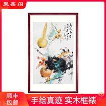 National painter painting gourd painting Chinese-style gateway vertical corridor painting flower bird painting living room decoration painting painting Feng Shui painting