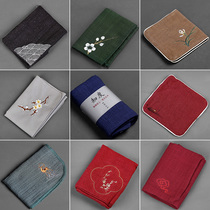 Large pieces of tea cloth tea towel high-grade absorbent tea table rag thickened embroidery tea towel Zen cotton hemp Chinese style