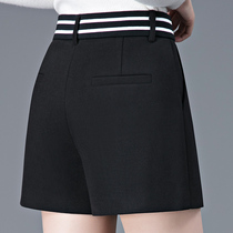 2021 Winter New woolen shorts ladies loose straight tube high waist wear womens pants autumn and winter a word woolen boots pants