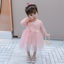 Girl dress 2021 New style princess dress little girl gauze skirt cake skirt Korean version of female baby Autumn Tide