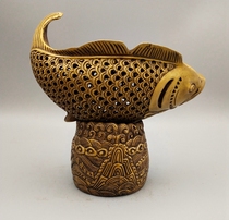 Copper pure copper incense burner brass incense stove Copper Fish Leaping Dragon door incense burner incense stove crafts ornaments