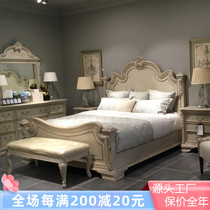 French Retro - wood Bed after modern minimal Renaissance imprint master bedroom furniture American luxury 1 8m double wedding bed