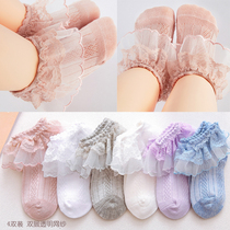 Summer childrens socks cotton Korean double-layer transparent mesh girls lace socks Princess boat Socks baby socks thin