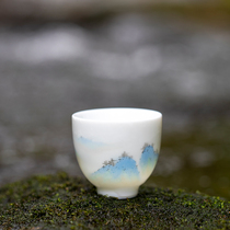Shanshui Green Mountain Tea Cup hand-painted tea cup thousand Li River Mountain map green landscape Jingdezhen ceramic tea ware