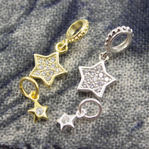 925 sterling silver pendant pendant-diamond-studded star plain silver gold-plated handmade diy accessories