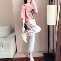 Hong Kong trendy brand summer leisure sports suit women 2021 new student Korean fashion style thin two-piece set