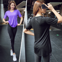 A plus fat plus size running sports suit women summer gym yoga clothes beginner loose 200