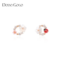 Flowers Earthen Nails Lady Brief Spring Summer Style Small Ear Accessories 2022 New Tide Asymmetrical Earrings Earrings Without Earbuds