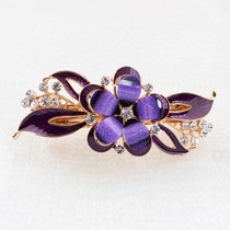 Hair Accessories Flower Hairpin Alloy Hair Clip Golden Hair Clip Inlaid Drill Drip Oil Head Decorated Hair Ornaments Hairclip