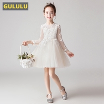 Flower girl wedding dress Girl princess dress puffy yarn Children host CUHK children primary school piano performance suit