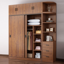 Wardrobe sliding door household bedroom storage cabinet Modern minimalist cabinet solid wood economical assembled large wardrobe
