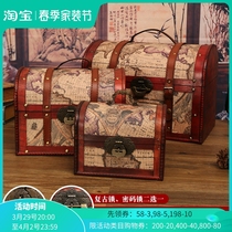 Password Containing Box With Lock Key Retro Home Clothes Toy Big Number Finishing Storage Box Shooting Props Wooden Box