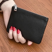 Cowhide men and women Mini coin wallet ultra-thin leather zipper coin bag short wallet hand key bag card bag women