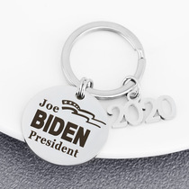 European and American fashion ornament stainless steel round card key buckle BIDEN accessories 2020 digital pendants