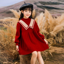 Girls Winter dress 2022 New child Qianqi Princess skirt Fall Winter Girl Advanced sweater skirt