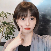 Wig short hair female summer full head cover real hair screen red wave head simulation natural age reduction wig set real hair