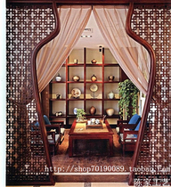 Dongyang wood carving living room entrance foyer partition lattice solid wood screen doors and windows Chinese lattice moon arch floor cover