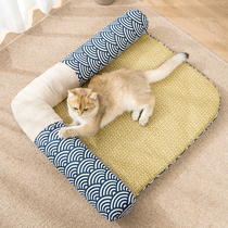 2022 cat litter cat mat Japanese ice pad detachable corner cooling pad kennel pet litter cat bed rattan mat cat supplies