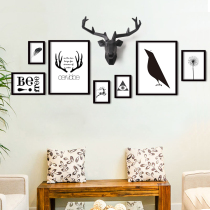 Nordic deer head combination living room decorative painting Modern simple dining room mural Entrance sofa background wall hanging painting wall painting