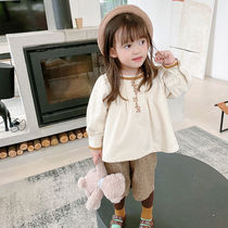 Girls doll shirt Spring and Autumn Childrens Top Female Baby Long Sleeve Shirt Spring New Western Shirt Dress Tide