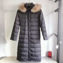 Winter new Hajia detachable hat down jacket womens mid-length fashion warm slim-fit windproof outdoor jacket