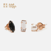 Three-piece bing bang nyc stacked earrings American niche gilded sterling silver pearl simple decorative earrings