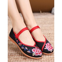 Wedding flat shoes Winter wedding womens ethnic style embroidered shoes Hanfu square dance shoes soft sole