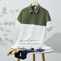 Hanska high-end short-sleeved polo shirt mens 2022 summer new lapel trend contrast stitching half-sleeve top