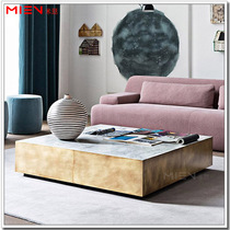 Minimalist generous light luxury Lauren black gold marble coffee table High-end villa clubhouse living room Meridiani coffee table
