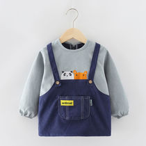 Childrens hood clothes light core suede winter button cover clothes for children autumn and winter baby eating hood waterproof and anti-dirty girl