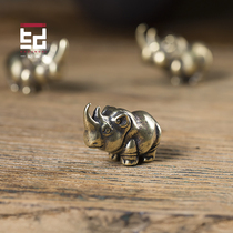 Yi Ji hand-cast brass Rhinoceros tea pet creative cute tea play tea ceremony tea set accessories Tea pet small ornaments