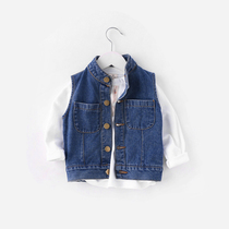 Boy denim vest 2021 Spring and Autumn new children soft waistcoat shoulder thin 1-3 years old 5 baby vest Korean version