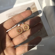 Full body 925 sterling silver compass star stud earrings Personality creative design girl Zircon exquisite sweet Korean earrings