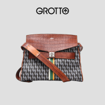 GROTTO's non-sexist dragonfly packed with classic arrow pattern old flower shoulder-slash shoulder bag large capacity