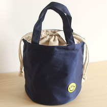 High-quality oxford cloth smiley face small round barrel lunch box bag bento bag small bag