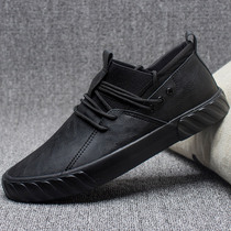 Tide brand 2021 summer new mens shoes Korean version of the trend casual shoes wild British wind soft leather panel shoes tide shoes