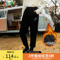 Girls plus velvet pants cotton thick warm outside wear childrens trousers 2021 New Net Red Womens Big children casual pants