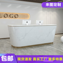 Paint marble Quartz stone front desk Curved reception desk Fashion cashier Company hotel office reception desk