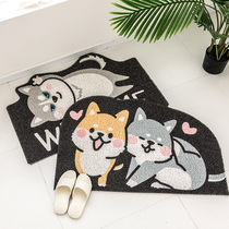 Shiba Inu Teddy special-shaped silk circle mat Entrance Kitchen mat Bedroom living room mat Waterproof non-slip dustproof mat