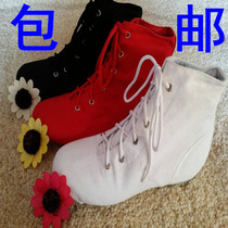 High-top canvas real cowskin soft-soled jazz shoes Canvas jazz shoes Modern dance shoes High-top dance shoes