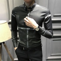 Fugui bird new mens striped shirt high-end fashion slim non-iron trend business casual mens long sleeve shirt