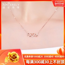 Shengshi Qiyuan 18K gold diamond necklace female Gold love pendant au750 rose gold choker K gold chain