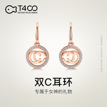 T400 double C earrings womens sterling silver 2021 new fashion Korean temperament net red niche design high-end sense earrings