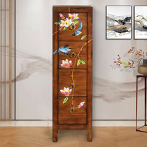 Camphor wood Solid wood multi-bucket cabinet American country painted side cabinet Storage locker New Chinese clip locker